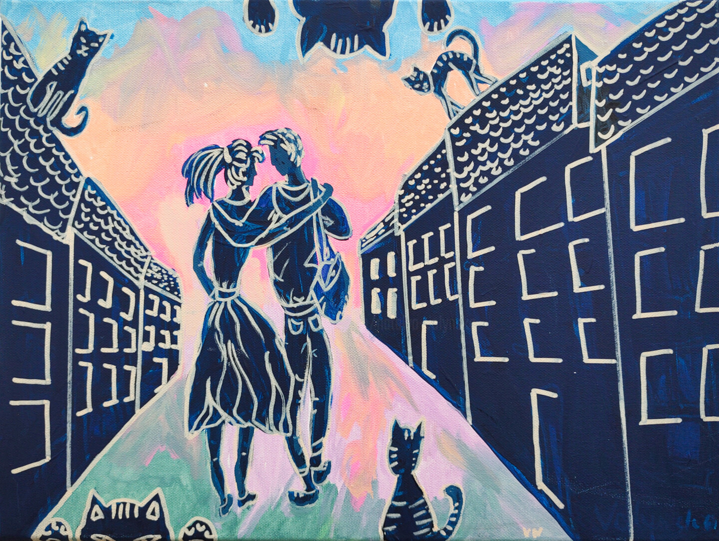 Natalya Volynska - Date Night Love Couple Abstract Art Original