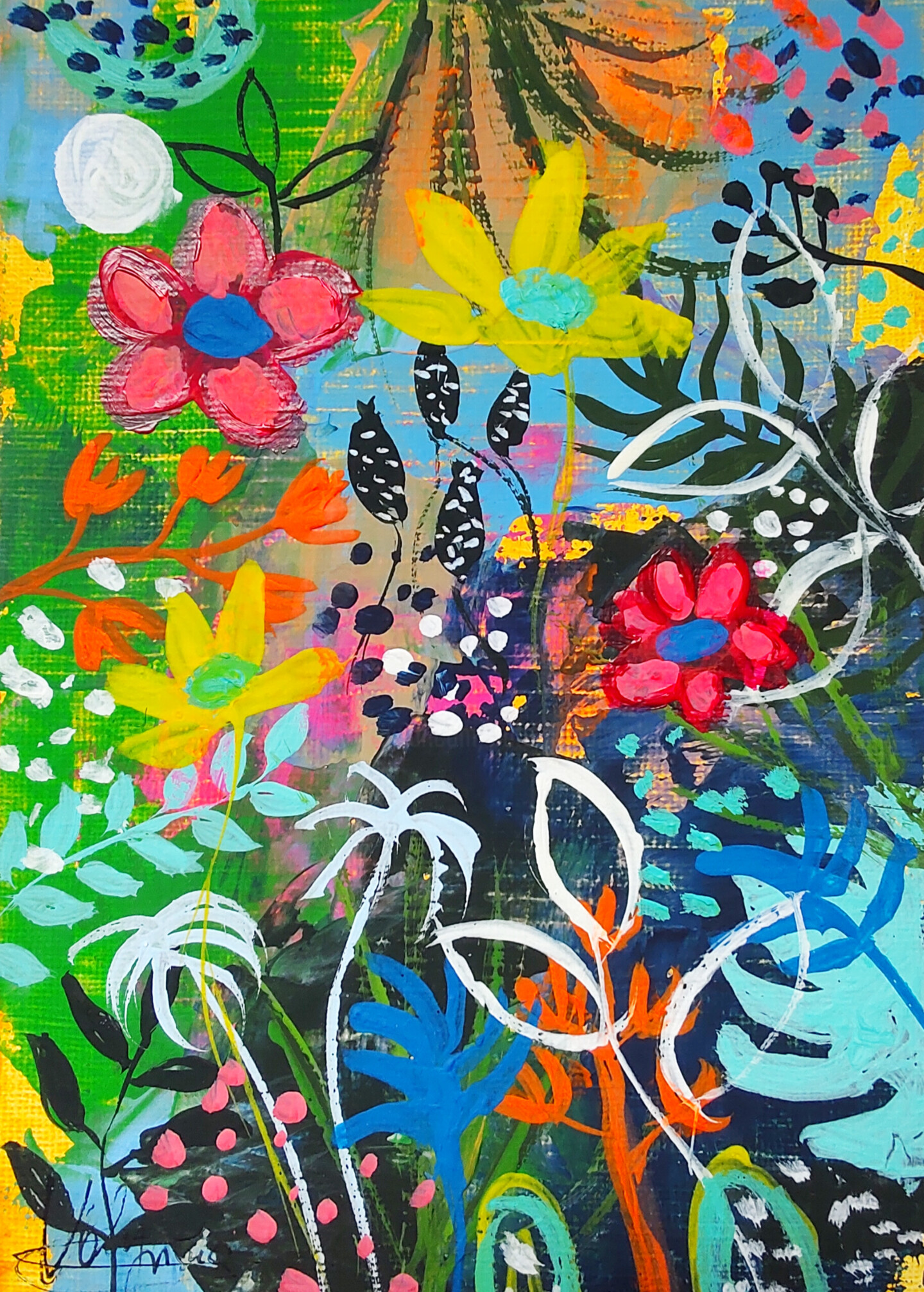Natalya Volynska - Flowers Meadows Painting Acrylic Original Artwork Flower