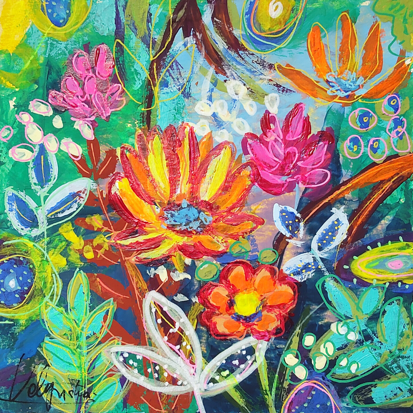 Natalya Volynska - Flower Meadows Painting Acrylic Original Artwork