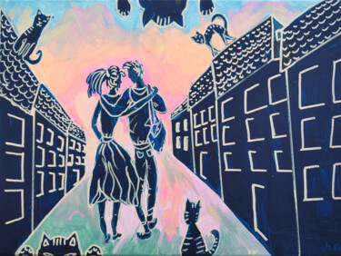 Date Night Love Couple Abstract Art Original