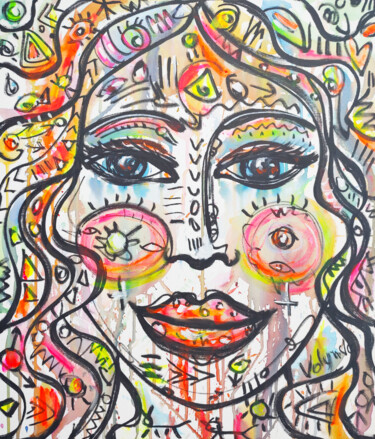 Ibiza Girl Original Painting 60x70cm Woman Face Big Abstract