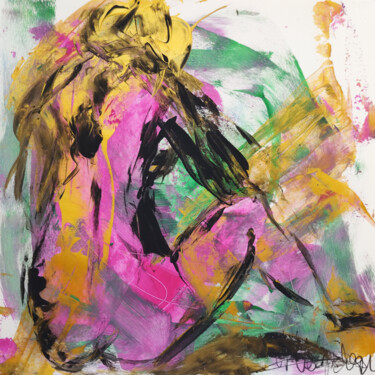 Pink Mood Original Painting Woman Modern Act Abstract 30x30