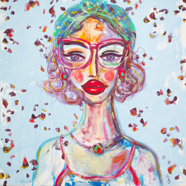 Ibiza Girl Original Painting 80x80cm Woman Face Big Abstract