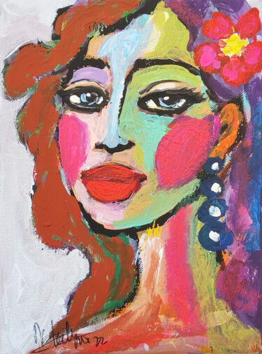 Woman Face Colorful Original Canvas Small Art Colorful