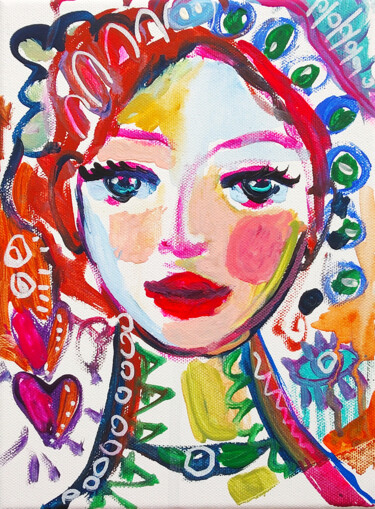 Woman Face Colorful Original Canvas Art Colorful painting