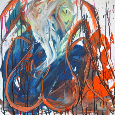 Woman Act Abstract Artwork original Blue Orange