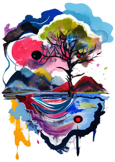 Landscape Tree Colorful modern abstract Poster Artwork