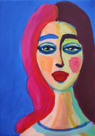 Best Friend Original Painting Woman Face Abstract Ar