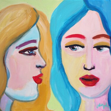 Self reflection two women original painting on canvas