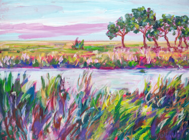 Landscape tree river painting original