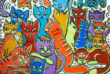 Funny Cats Family on Big Canvas