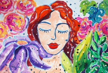 Dreaming Woman Flower Painting Big